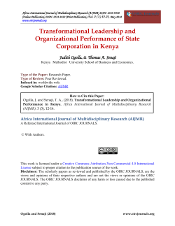 TRANSFORMATIONAL   LEADERSHIP   AND   ORGANIZATIONAL PERFORMANCE OF STATE CORPORATION IN KENYA.