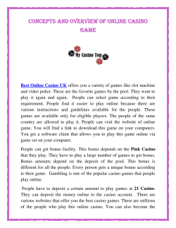 Concepts and overview of online casino game