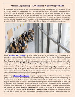 Marine Engineering – A Wonderful Career Opportunity