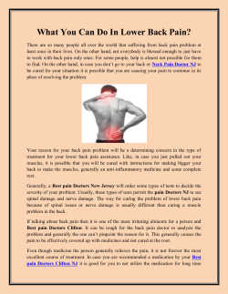 What You Can Do In Lower Back Pain