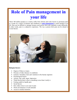 Role of Pain management in your life