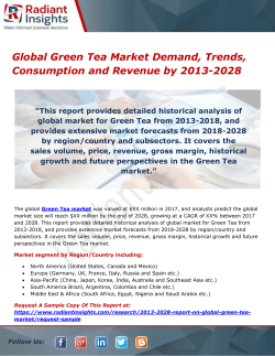 Global Green Tea Market Demand, Trends, Consumption and Revenue by 2013-2028