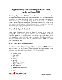Hypnotherapy and Male Organ Dysfunction - Savior or Snake Oil