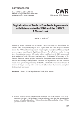 Bashar H Malkawi Digitalization of Trade in Free Trade Agreements with Reference to the WTO and the USMCA A Closer Look