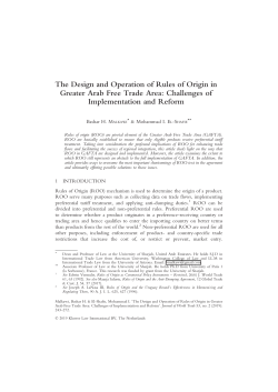 Bashar Malkawi and Mohammad Al Shafie Rules of Origin in GAFTA