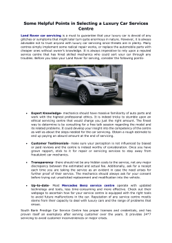 Some Helpful Points in Selecting a Luxury Car Services Centre