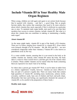 Include Vitamin B5 in Your Healthy Male Organ Regimen