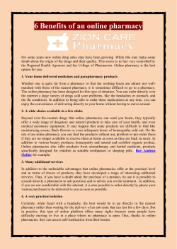 6 Benefits of an online pharmacy