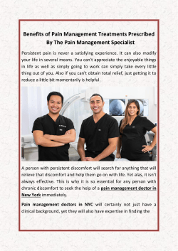 Benefits of Pain Management Treatments Prescribed By The Pain Management Specialist