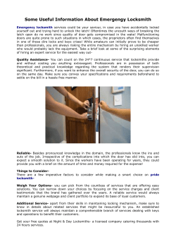 Some Useful Information About Emergengy Locksmith