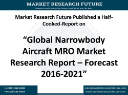 Global Narrowbody Aircraft MRO Market Research Report – Forecast 2016-2021